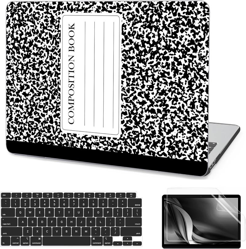 AKIT Compatible with MacBook Air 13 Inch Case 2022-2020 2019 2018 M1 A2337 A2179 A1932, Pattern Laptop Hard Shell Case+Screen Protector+Keyboard Cover for MacBook Air 13.3 Inch, Composition Book - Image 1